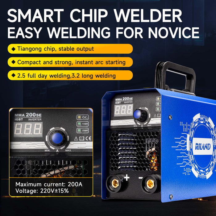 Riland Welder MMA200SE 110/220V Dual Voltage IGBT Portable Gasless